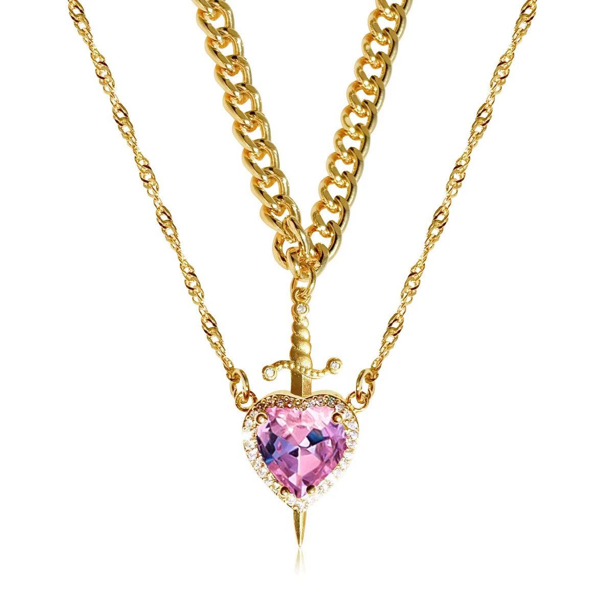Sunlore™ Gold Heart & Sword Necklace